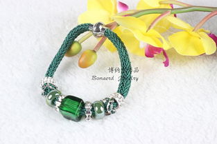 博納爾飾品暢銷款 方琉璃與陶瓷合金編織線手鏈，義烏商貿(mào)城熱銷